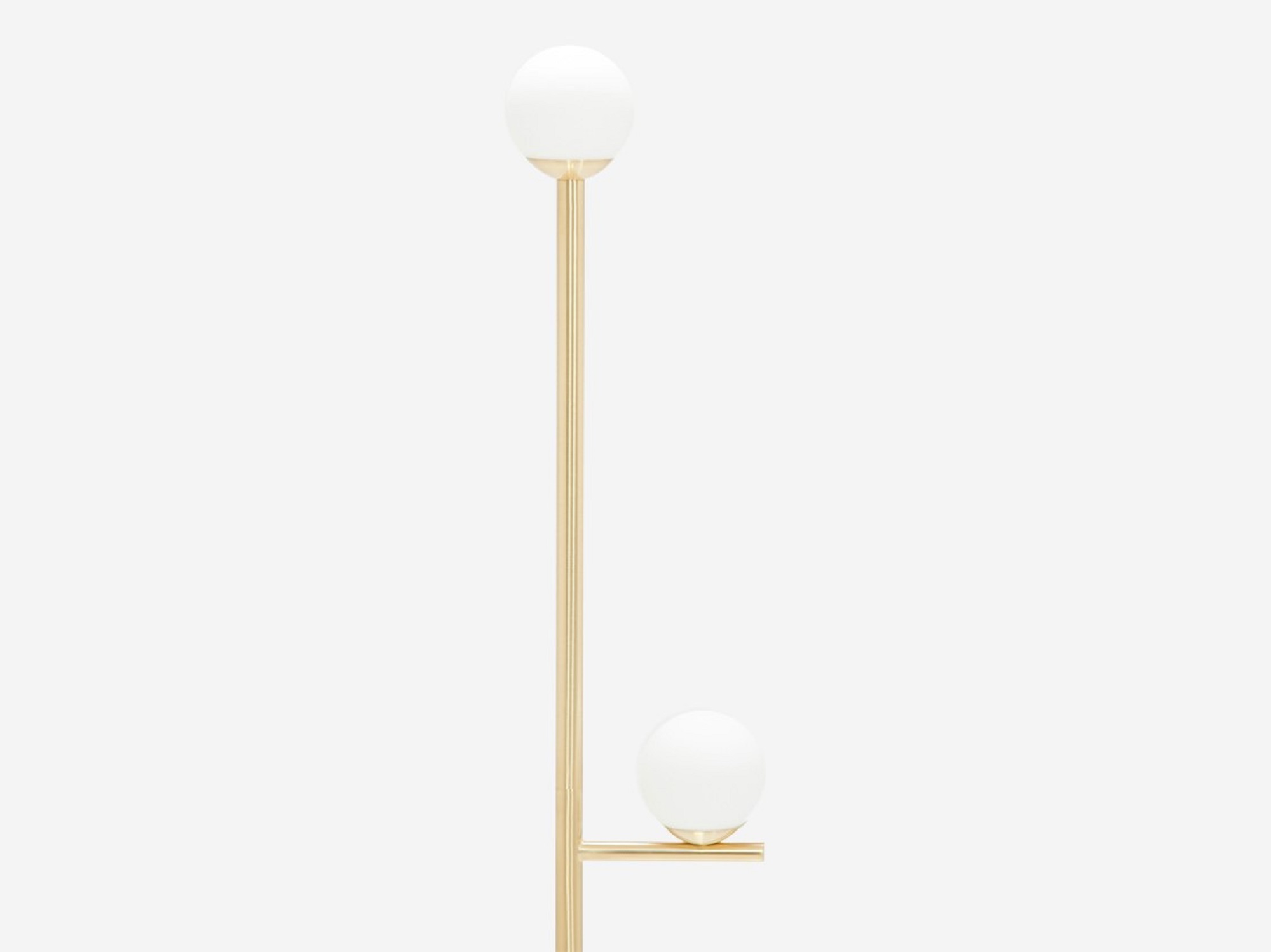 Detail view of the Stem mid century floor lamp in brushed brass